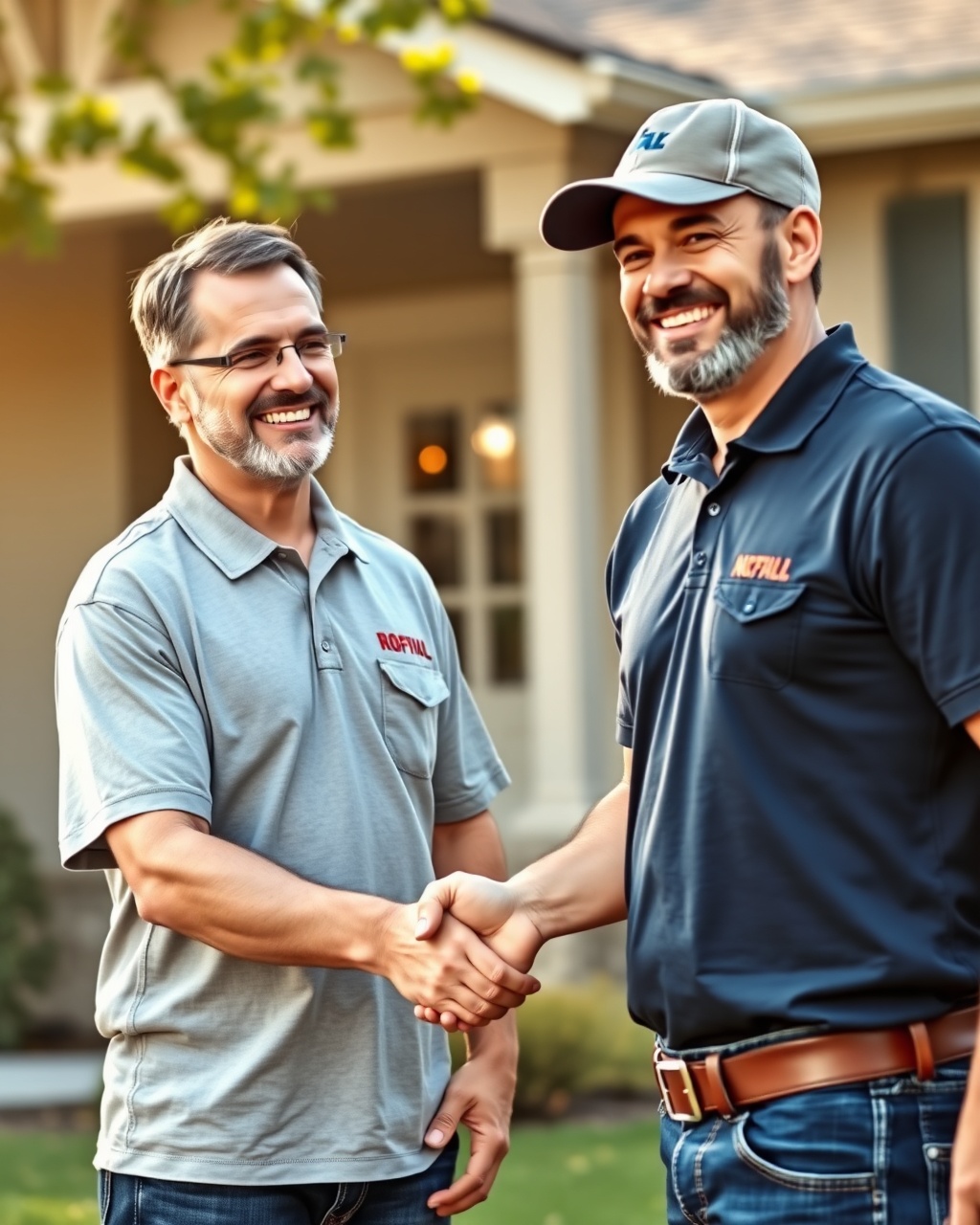 Contractors shaking hands at a job site